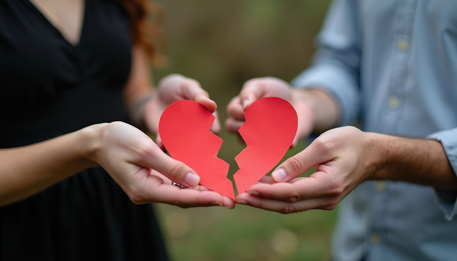 A broken paper heart
